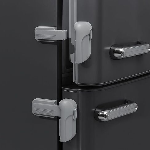 2 Pack Child Proof Fridge Lock, Baby Safety Refrigerator & Freezer Door Lock for Toddlers, Kids & Pets, One-Hand Operation, Strong Adhesive, No Tools or Drilling Needed, Gray in Saudi Arabia