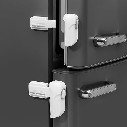 2 Pack Child Proof Fridge Lock, Baby Safety Refrigerator & Freezer Door Lock for Toddlers, Kids & Pets, One-Hand Operation, Strong Adhesive, No Tools or Drilling Needed, Gray in Saudi Arabia