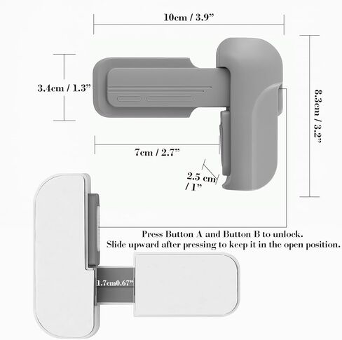 2 Pack Child Proof Fridge Lock, Baby Safety Refrigerator & Freezer Door Lock for Toddlers, Kids & Pets, One-Hand Operation, Strong Adhesive, No Tools or Drilling Needed, Gray in Saudi Arabia