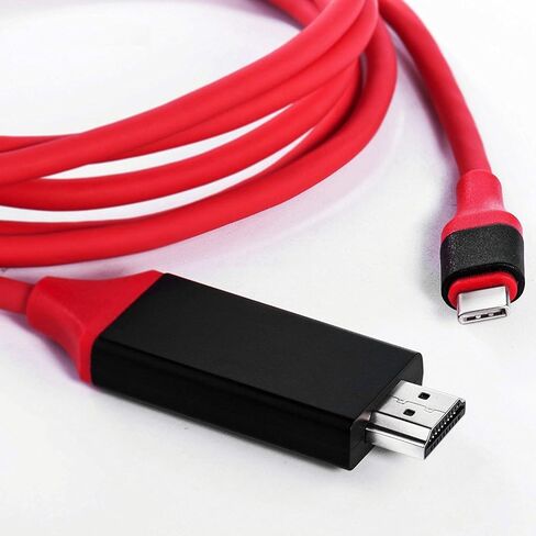 USB-C/PD 4k HDMI Cable Compatible with Samsung Galaxy S10/S10e/S10+/S10 Plus/10 5G/Lite with Full 2160p@30Hz, 6Ft/2M Cable [Red, Thunderbolt 3 Compatible] in Saudi Arabia