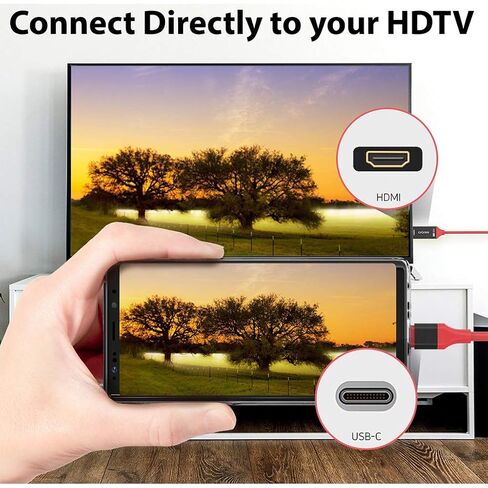 USB-C/PD 4k HDMI Cable Compatible with Samsung Galaxy S10/S10e/S10+/S10 Plus/10 5G/Lite with Full 2160p@30Hz, 6Ft/2M Cable [Red, Thunderbolt 3 Compatible] in Saudi Arabia