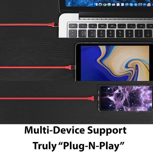 USB-C/PD 4k HDMI Cable Compatible with Samsung Galaxy S10/S10e/S10+/S10 Plus/10 5G/Lite with Full 2160p@30Hz, 6Ft/2M Cable [Red, Thunderbolt 3 Compatible] in Saudi Arabia
