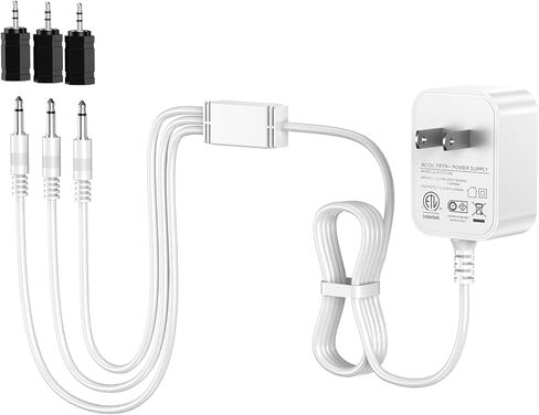 VHBW AC/DC Adapter Compatible with Department 56 Part 56.55026, 3-Port Power Supply for Village Collections, Fits Standard Size C Battery Box, 2.5V Output with 9.8 Ft White Cord in Saudi Arabia