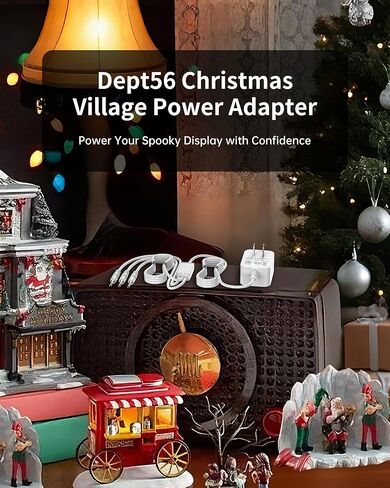 VHBW AC/DC Adapter Compatible with Department 56 Part 56.55026, 3-Port Power Supply for Village Collections, Fits Standard Size C Battery Box, 2.5V Output with 9.8 Ft White Cord in Saudi Arabia