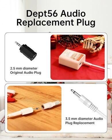 VHBW AC/DC Adapter Compatible with Department 56 Part 56.55026, 3-Port Power Supply for Village Collections, Fits Standard Size C Battery Box, 2.5V Output with 9.8 Ft White Cord in Saudi Arabia