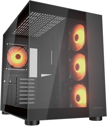 حقيبة ألعاب Cougar FV150 RGB متوسطة البرج، تدعم وحدة معالجة الرسومات حتى 400 مم، مراوح مثبتة مسبقًا 3 × 120 مم ARGB M/B جانبية و1 × 120 مم ARGB خلفي، أسود in Saudi Arabia