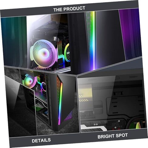 Veemoon حافظة كمبيوتر ذات لوحة جانبية من الأكريليك الشفاف، هيكل متوسط ​​البرج مع لوحة أمامية شبكية مجوفة لبناء تبريد فعال لمكتب الألعاب والاستخدام المنزلي متوافق مع USB in Kuwait
