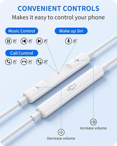 عبوتان من سماعات الأذن السلكية لأجهزة iPhone مع ميكروفون مدمج وتحكم في مستوى الصوت وتشغيل سماعة HiFi Stereo Reduction Nosie متوافقة مع iPhone 14/13/12/11/XR/XS/X/8/7/SE تدعم جميع أنظمة iOS in Saudi Arabia