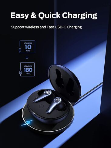 سماعات أذن لاسلكية Monster Clarity 8.0 Hybrid Active Noise Cancelling، سماعات أذن ANC داخل الأذن بقوة 42 ديسيبل مع 6 ميكروفونات، بلوتوث 5.2، وقت تشغيل 50 ساعة مع علبة شحن لاسلكية، أزرق in Kuwait