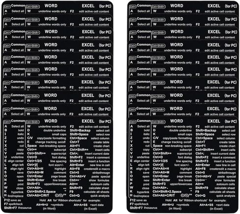 Word & Excel Shortcut Stickers for Keyboard – Microsoft Office Hotkey Labels, Laptop & Desktop Keyboard Shortcuts, Compatible with Windows, Study & Work Productivity Reference Guide (2, Clear) in Saudi Arabia