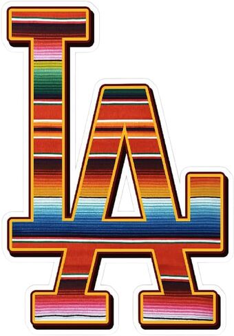 ملصق فينيل بحروف LA Dodgers - ملصق بيسبول بنمط سارابي مكسيكي ملون، ملصق رياضي متين ومقاوم للماء لأجهزة الكمبيوتر المحمولة، ونوافذ السيارات، وألواح التزلج، وأجهزة الكمبيوتر المحمولة، والخزائن (6 بوصة × 4 بوصة) in Saudi Arabia
