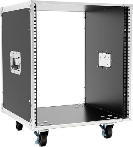 رف شبكة متدحرج محمول 12U، رف خزانة خادم متدحرج، رف خادم إطار مفتوح متنقل مع مقابض وعجلة، سعة 220 رطل، خزانة رف صوت/استوديو سوداء شديدة التحمل لـ KTV، المنزل in Kuwait