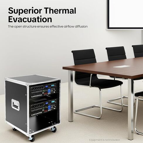 رف شبكة متدحرج محمول 12U، رف خزانة خادم متدحرج، رف خادم إطار مفتوح متنقل مع مقابض وعجلة، سعة 220 رطل، خزانة رف صوت/استوديو سوداء شديدة التحمل لـ KTV، المنزل in Kuwait