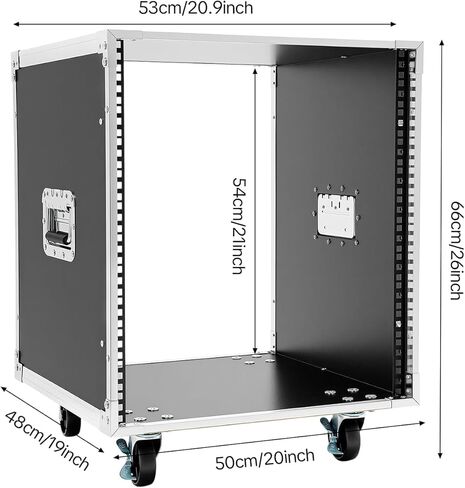 رف شبكة متدحرج محمول 12U، رف خزانة خادم متدحرج، رف خادم إطار مفتوح متنقل مع مقابض وعجلة، سعة 220 رطل، خزانة رف صوت/استوديو سوداء شديدة التحمل لـ KTV، المنزل in Kuwait