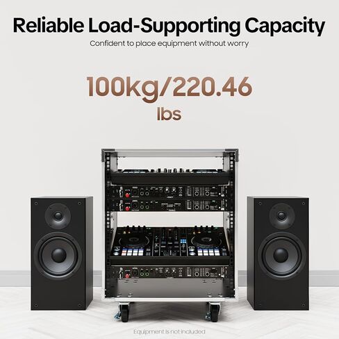 رف شبكة متدحرج محمول 12U، رف خزانة خادم متدحرج، رف خادم إطار مفتوح متنقل مع مقابض وعجلة، سعة 220 رطل، خزانة رف صوت/استوديو سوداء شديدة التحمل لـ KTV، المنزل in Kuwait