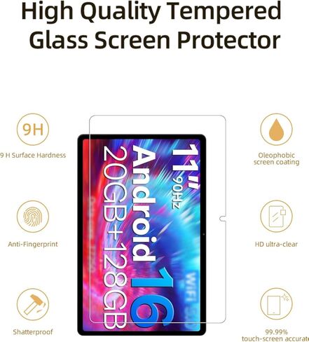 واقي شاشة لجهاز FIRYMID A1119T Android 16 اللوحي مقاس 11 بوصة، طبقة من الزجاج المقوى المقاوم للخدش عالي الدقة لحماية السقوط FIRYMID A1119T، حساس للمس، مضاد لبصمات الأصابع، عبوتان. in Kuwait