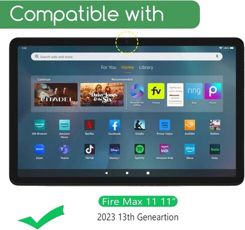 قطعتان من واقي الشاشة لجهاز Amazon Fire Max 11 Tablet 2023 من الزجاج المقسى، متوافقة مع أقلام اللمس، مقاومة للغاية، صديقة للحافظة in Saudi Arabia