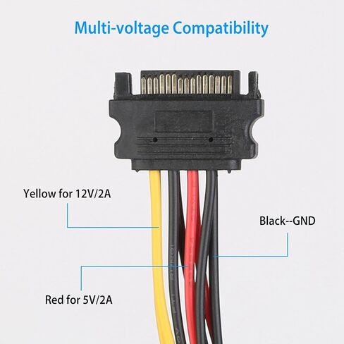 محول كابل مقسم Y 15 دبوس ذكر إلى 2 أنثى - سلك تمديد 7.9 بوصة لمحرك الأقراص الصلبة/SSD/محرك الأقراص الضوئية | التوصيل والتشغيل، PVC والنحاس الأساسي، توافق واسع in Kuwait