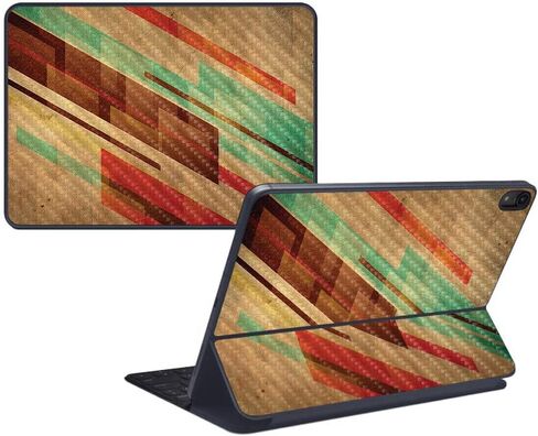 غلاف MightySkins من ألياف الكربون للوحة المفاتيح الذكية Apple iPad Pro مقاس 12.9 بوصة (2018) - رخام ذهبي أسود - لمسة نهائية واقية ومتينة من ألياف الكربون - سهلة الاستخدام - صنع في الولايات المتحدة الأمريكية in Kuwait