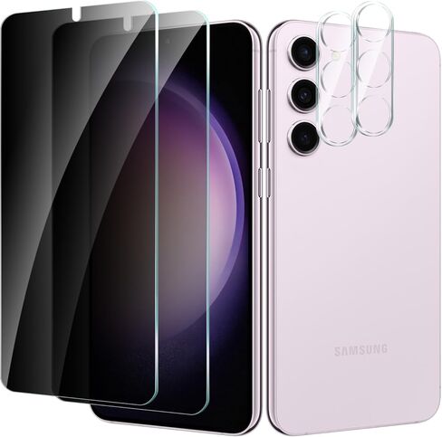 عبوتان + 2 واقي شاشة للخصوصية لهاتف Samsung Galaxy S23+/S23 Plus مع واقي عدسة الكاميرا، طبقة حماية من الزجاج المقوى المضاد للتجسس صلابة 9H، مقاوم للخدش، صديق للحافظة in Kuwait
