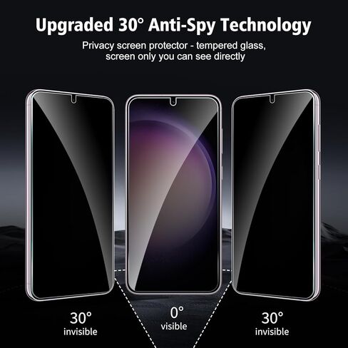 عبوتان + 2 واقي شاشة للخصوصية لهاتف Samsung Galaxy S23+/S23 Plus مع واقي عدسة الكاميرا، طبقة حماية من الزجاج المقوى المضاد للتجسس صلابة 9H، مقاوم للخدش، صديق للحافظة in Kuwait