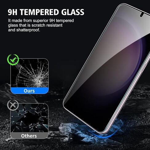 عبوتان + 2 واقي شاشة للخصوصية لهاتف Samsung Galaxy S23+/S23 Plus مع واقي عدسة الكاميرا، طبقة حماية من الزجاج المقوى المضاد للتجسس صلابة 9H، مقاوم للخدش، صديق للحافظة in Kuwait