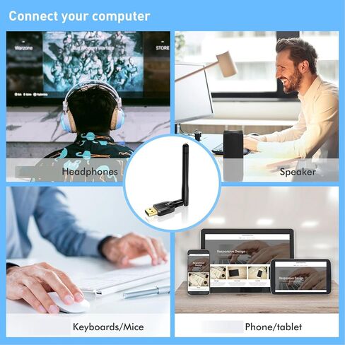 Yoidesu Bluetooth 5.4 Adapter, USB Bluetooth Dongle for PC Desktop with 328FT Range Dual Mode BLE EDR for Wins 11 10 8.1 Keyboard Mouse Headphones in Saudi Arabia