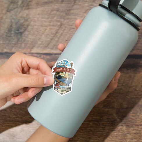 Lantern Press Sticker San Diego, California, Montage, Die Cut Vinyl, (Waterproof Decal for Cars, Water Bottles, Laptops, Coolers), Small in Saudi Arabia