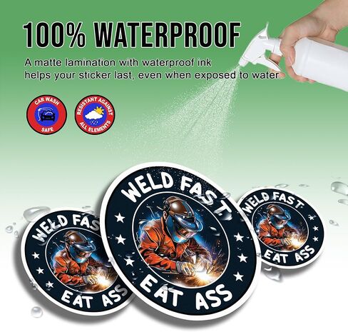 Welder Stickers Funny Welding Weld Fast Eat Ass Cool Vinyl Stickers, Weather-Resistant Sticker for Water Bottles Laptop Window Car Size 5" in Kuwait
