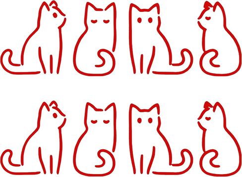 Adorable Red Outline Cat Stickers Pack of 2 – Cute Minimalist Cat Decals for Laptops, Water Bottles, Journals, Cars, Windows, and Walls – 4-Inch Easy Peel and Stick Waterproof Removable Vinyl in Saudi Arabia