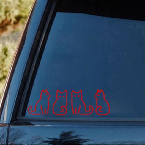 Adorable Red Outline Cat Stickers Pack of 2 – Cute Minimalist Cat Decals for Laptops, Water Bottles, Journals, Cars, Windows, and Walls – 4-Inch Easy Peel and Stick Waterproof Removable Vinyl in Saudi Arabia