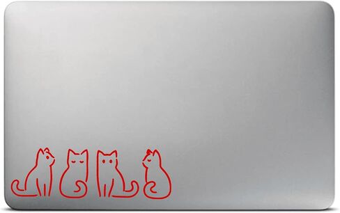 Adorable Red Outline Cat Stickers Pack of 2 – Cute Minimalist Cat Decals for Laptops, Water Bottles, Journals, Cars, Windows, and Walls – 4-Inch Easy Peel and Stick Waterproof Removable Vinyl in Saudi Arabia