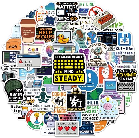 SigyoJeom 200PCS Programming Stickers, Coding Vinyl Stickers for Laptop Water Bottle, Computer Science Gifts for Programmers Engineers, Waterproof IT & Tech Decals in Kuwait
