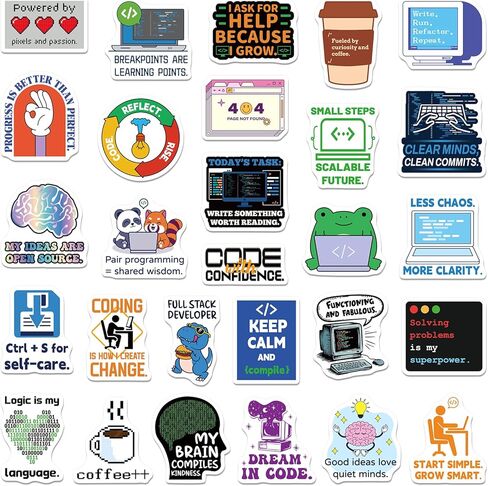 SigyoJeom 200PCS Programming Stickers, Coding Vinyl Stickers for Laptop Water Bottle, Computer Science Gifts for Programmers Engineers, Waterproof IT & Tech Decals in Kuwait