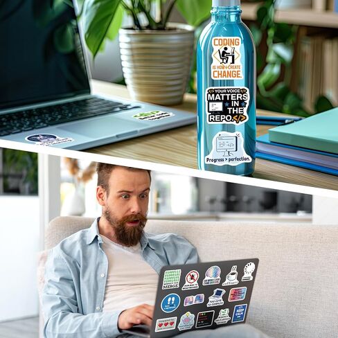 SigyoJeom 200PCS Programming Stickers, Coding Vinyl Stickers for Laptop Water Bottle, Computer Science Gifts for Programmers Engineers, Waterproof IT & Tech Decals in Kuwait