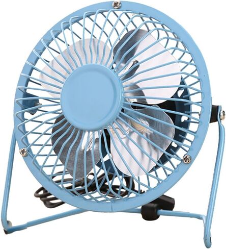 Portable USB Mini Table Fan with Adjustable Stand Quiet High Velocity Cooling for Home Office Dorm Metal Mesh Cover Aluminum Blades Blue in Saudi Arabia