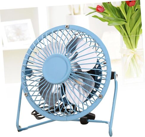 Portable USB Mini Table Fan with Adjustable Stand Quiet High Velocity Cooling for Home Office Dorm Metal Mesh Cover Aluminum Blades Blue in Saudi Arabia