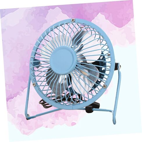 Portable USB Mini Table Fan with Adjustable Stand Quiet High Velocity Cooling for Home Office Dorm Metal Mesh Cover Aluminum Blades Blue in Saudi Arabia