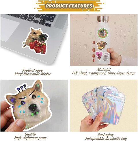 105 PCS Cute Dog Sticker Pack, Waterproof Vinyl Dogs Stickers Bulk, Holographic Funny Stickers, Dog Stickers for Scrapbooking, Water Bottles, Laptops, Scrapbooks and Gifts for Party Favor in Saudi Arabia