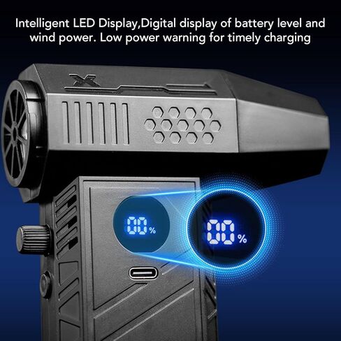 منفضة هواء كهربائية من Diydeg، منفاخ هواء لاسلكي مع بطارية قابلة للاستبدال وشاشة LED، تدفق هواء 52 م / ثانية، 2 فوهات و2 رؤوس فرشاة لتنظيف لوحة المفاتيح والاستخدام الخارجي in Saudi Arabia