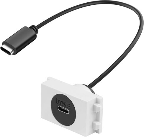 QIANRENON 23*36mm USB C 3.0 Wall Plate Socket Module Short Cable Connector 10Gbps Type C Female to Female Insert Panel Socket Data Adapter 5V3A Charging, for 0.9*1.42in Slot 86/128 Panel, 25cm/9.8in in Saudi Arabia