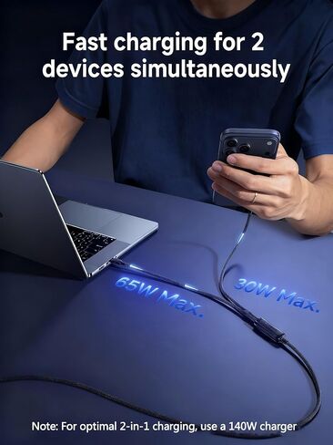 شاحن Baseus PD3.1 140W USB C، شاحن سريع PPS من النوع C، كتلة شحن سريعة وكابل Baseus USBC، منفذ واحد بحد أقصى 140W 4.9FT 5A USBC كابل شاحن، 2 في 1 كابل شحن سريع متعدد in Kuwait