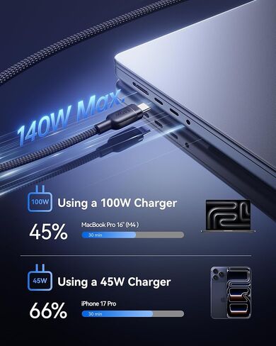 شاحن Baseus PD3.1 140W USB C، شاحن سريع PPS من النوع C، كتلة شحن سريعة وكابل Baseus USBC، منفذ واحد بحد أقصى 140W 4.9FT 5A USBC كابل شاحن، 2 في 1 كابل شحن سريع متعدد in Kuwait