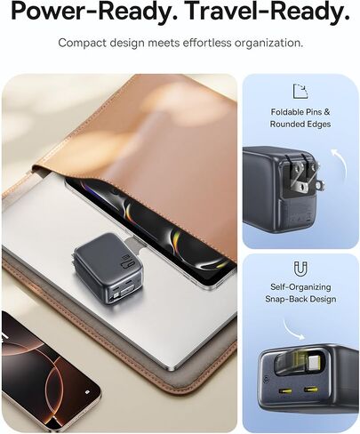 شاحن Baseus Enercore CJ11 USB C قابل للسحب، كتلة شحن سريعة 67 وات 3 في 1 مع قابس قابل للطي وشاحن حائط USB C 65 وات من Baseus in Saudi Arabia