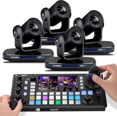 كاميرا FoMaKo 60FPS 4K NDI PTZ، تكبير بصري 20X، KC800 4K HDMI محول فيديو متكامل وحدة تحكم PTZ مدمجة للاستوديو المباشر، عروض المسرح البث المباشر (K820NX4+KC800) in Saudi Arabia