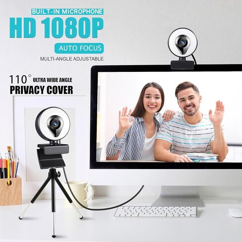 دفق الوسائط كاميرا الشبكة يعتم الضوء وكاميرات الميكروفون دفق الوسائط عالية الوضوح 1080 بكسل كاميرا ويب التركيز التلقائي in Kuwait