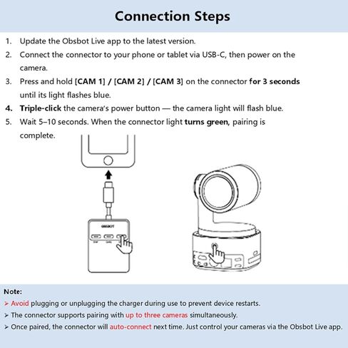 OBSBOT Wireless Multi-Cam Connector Compatible for Tail 2 Tail Air Smartphones & Tablets with USB-C Interface in Saudi Arabia