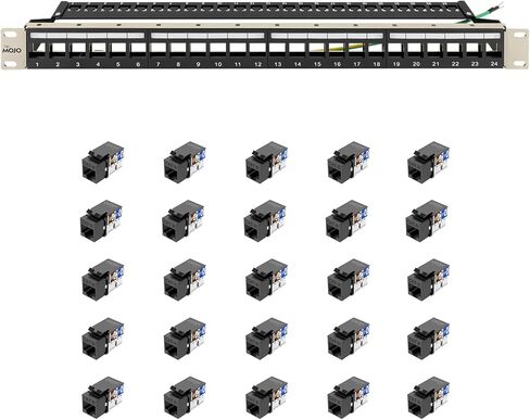 Tecmojo 1U 24-Port Blank Keystone Patch Panel & 90 Degree Cat6 Keystone Jack 25 Pack in Saudi Arabia