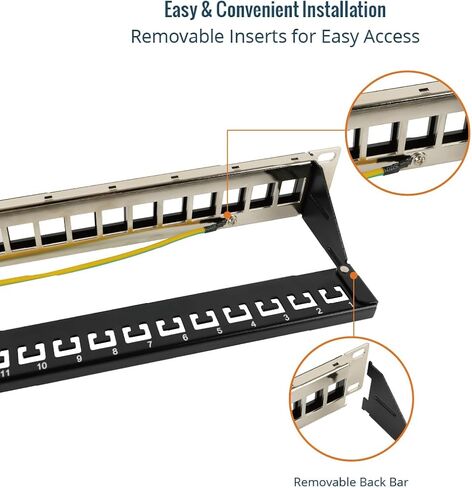 Tecmojo 1U 24-Port Blank Keystone Patch Panel & 90 Degree Cat6 Keystone Jack 25 Pack in Saudi Arabia