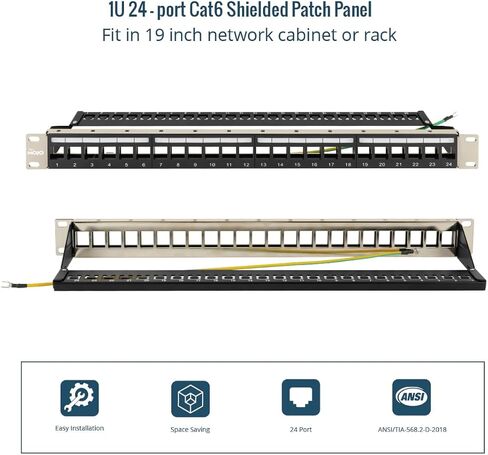Tecmojo 1U 24-Port Blank Keystone Patch Panel & 90 Degree Cat6 Keystone Jack 25 Pack in Saudi Arabia